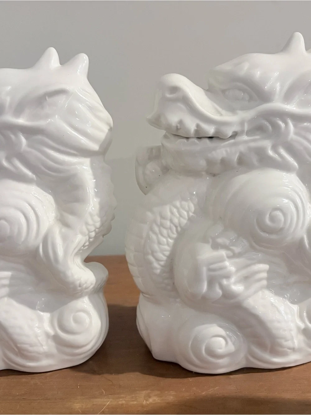 White Ceramic Foo Dog Pair